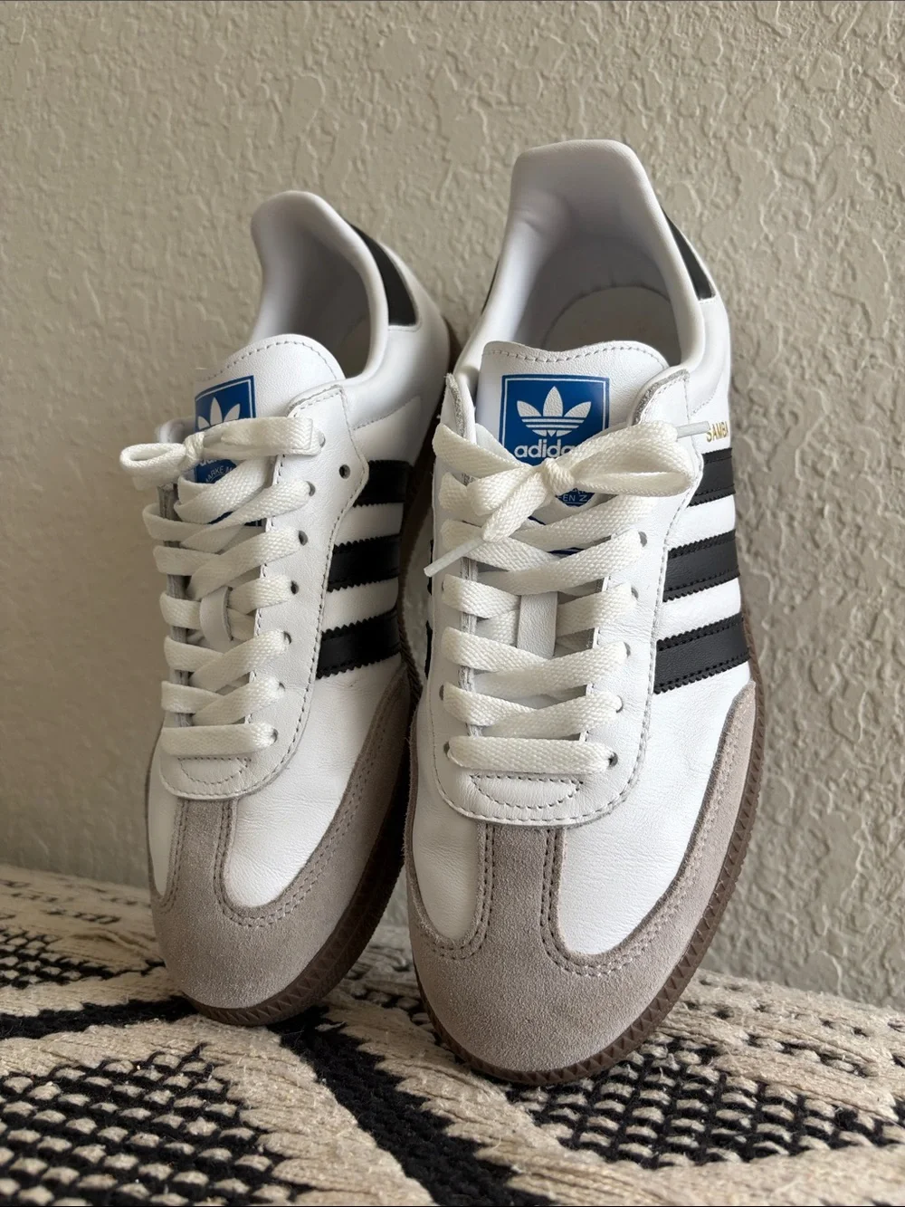 Adidas Samba White Black with Brown Gum Sole Sneakers